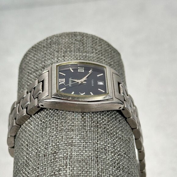 Fossil Arkitekt Watch Womens 23mm Rectangle Blue Dial Date Steel New Battery - Picture 3 of 12